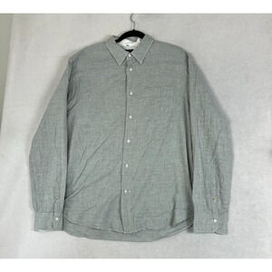 Rag & Bone Button Up Collared LS Shirt Mens XL Gray and White Houndstooth Cotton